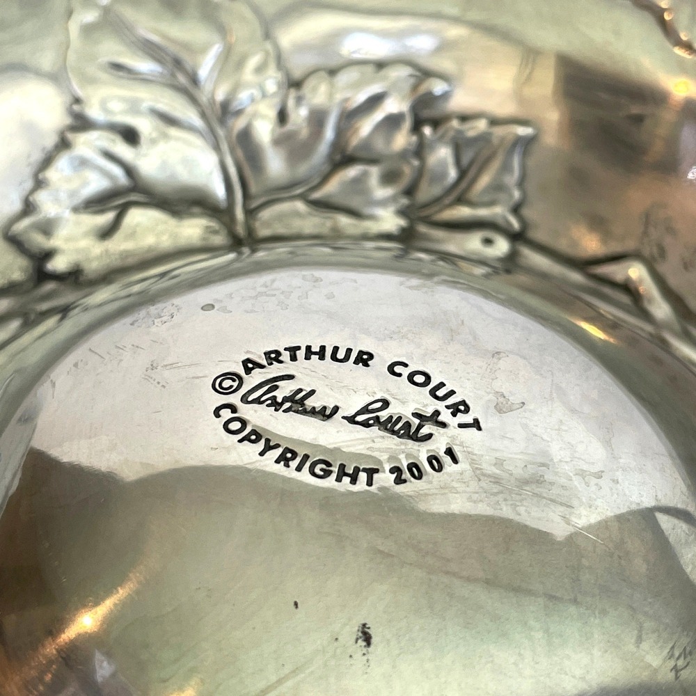 Arthur Court Aluminum Grape Leaf Chip and Dip Server Round Platter 2001 12 Inch - Picture 6 of 8